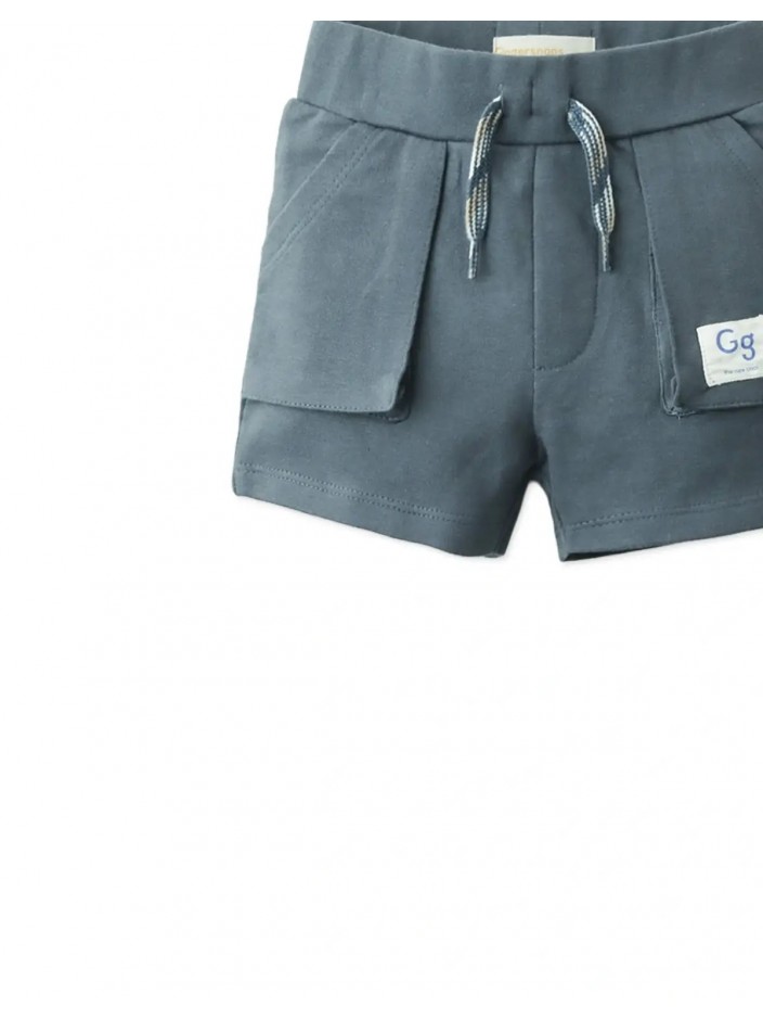 Baby Kaede Drawstring Shorts with Side Pockets and Logo Patch
