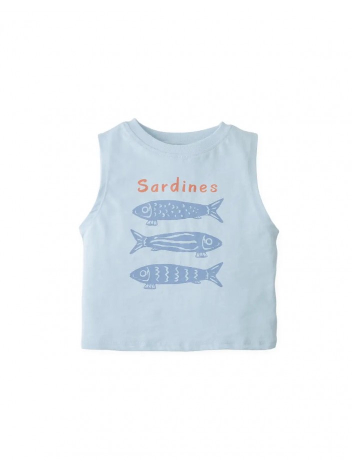 Baby Riki Graphic Tank Top in Sardine Fish