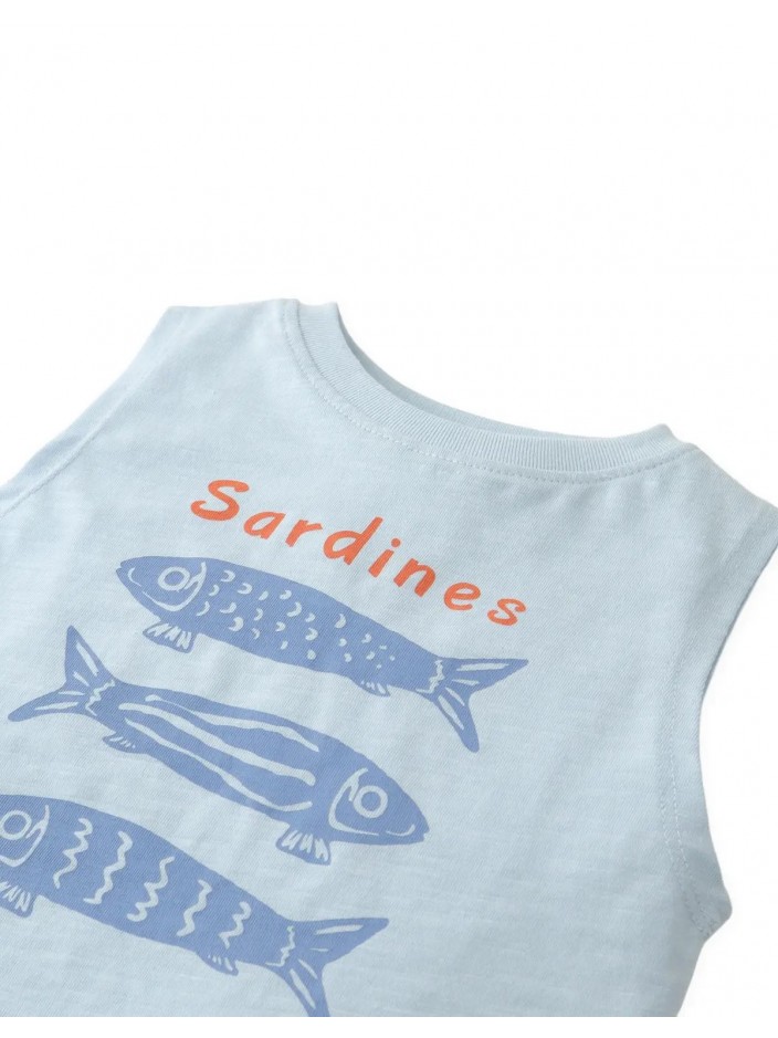 Baby Riki Graphic Tank Top in Sardine Fish