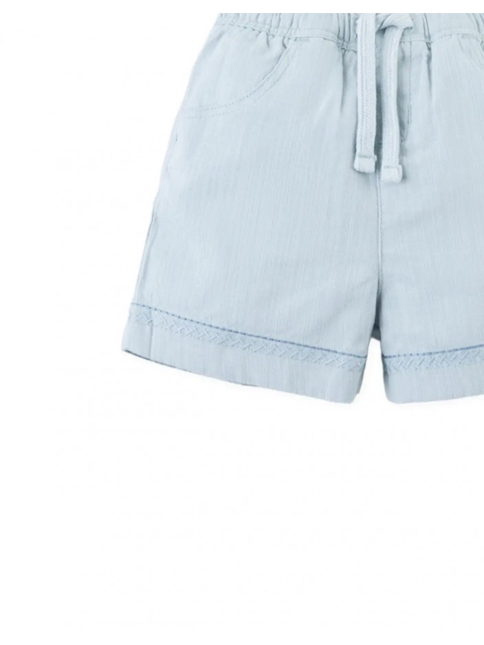 Baby Lee Linen-Like Drawstring Shorts with Embroidered Border