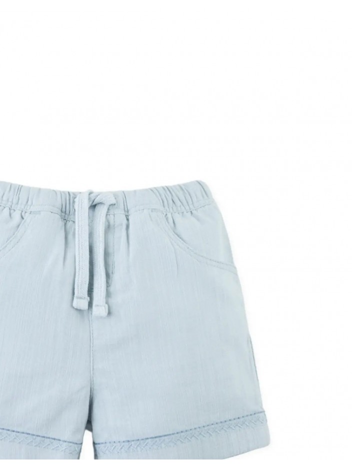 Baby Lee Linen-Like Drawstring Shorts with Embroidered Border
