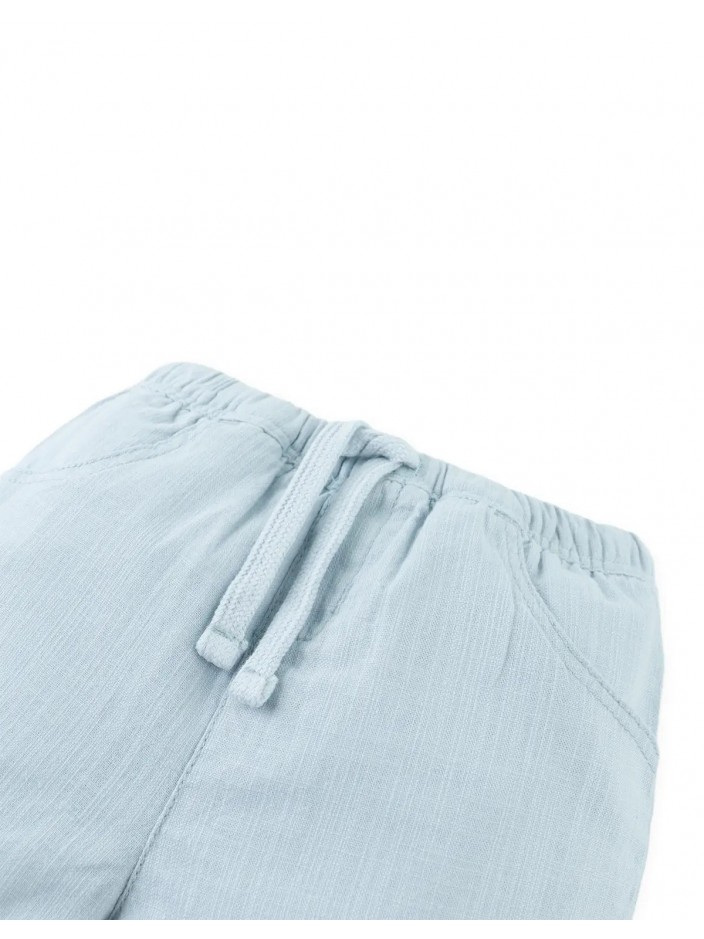 Baby Lee Linen-Like Drawstring Shorts with Embroidered Border