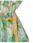 Girls Tropical Print Maxi Dress w Raffia Belt