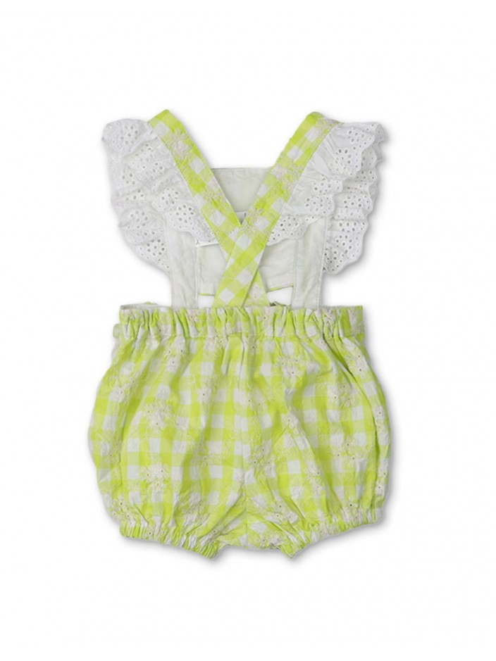 Baby Girls Gingham Detachable Straps Playsuit with Bow