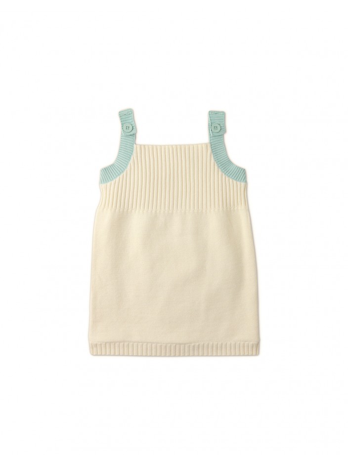 Girls' Knitted Pinafore Dress w/Contrast Straps