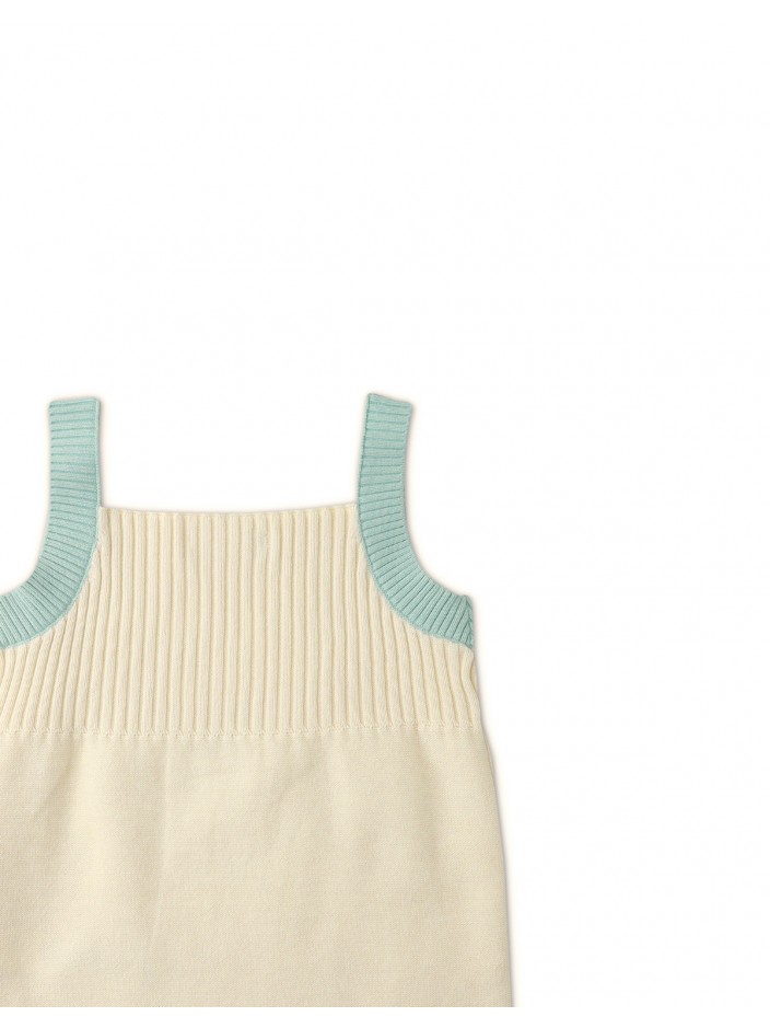 Girls' Knitted Pinafore Dress w/Contrast Straps