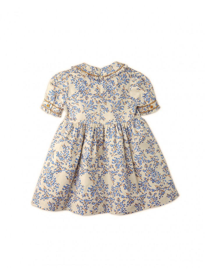 Girls' Printed Collared Shirt Dress w/Contrast Pipping