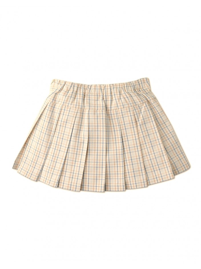 Girls' Checkered Print Pleated Skorts with Inner Shorts Lining