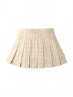 Girls' Checkered Print Pleated Skorts with Inner Shorts Lining