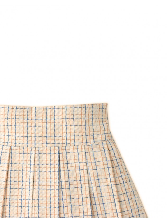 Girls' Checkered Print Pleated Skorts with Inner Shorts Lining