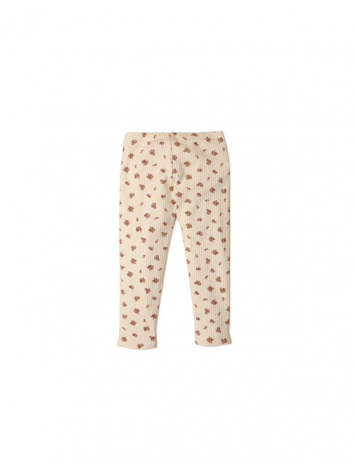 Baby Girls Ditsy Print Ribbed Leggings with Pocket and Contrast Ties