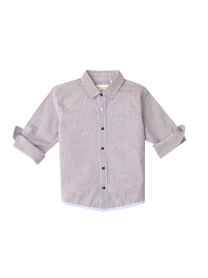 Boys' 2-Tone Checks Shirt w/Hem Binding