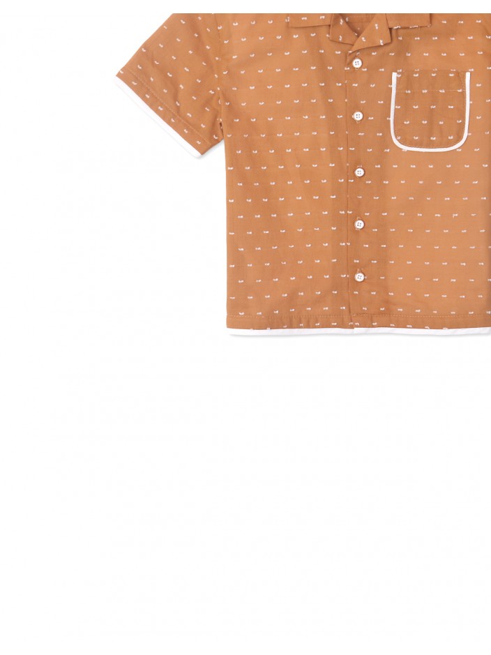 Boys' Faux Double Hem Dobby Shirt