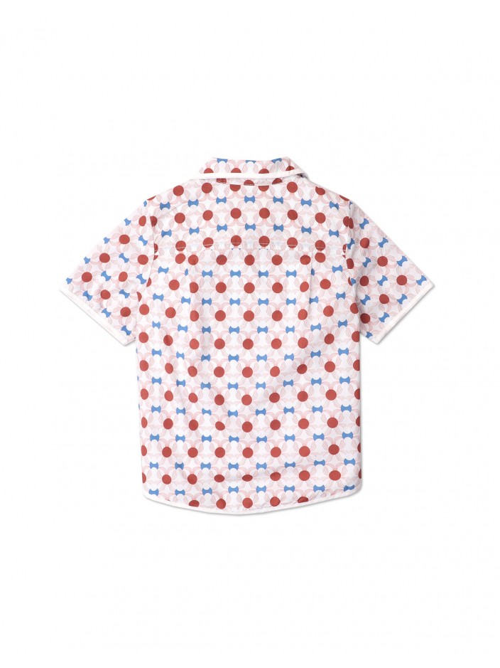 Boys' Tile Print Shirt w/Swiss Piping