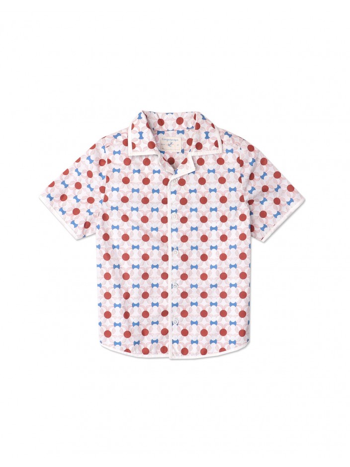 Boys' Tile Print Shirt w/Swiss Piping