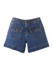 Girls Denim Utility Short with Patch Pockets and Contrast Top