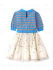 Girls' Knitted Bodice Dress with Bird Embroidered Skirt