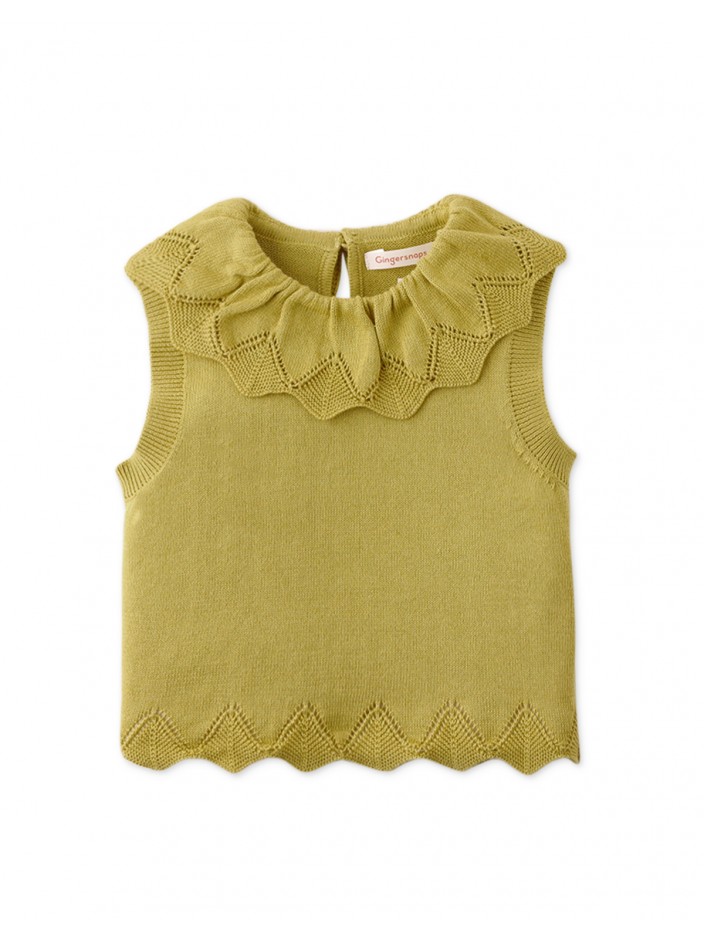 Girls' Scalloped Edge Neck and Hem Knitted Top