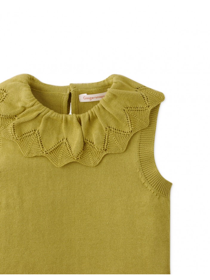 Girls' Scalloped Edge Neck and Hem Knitted Top