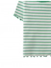 Girls' Stripey Ribbed Baby Tee with Contrast Ribbing