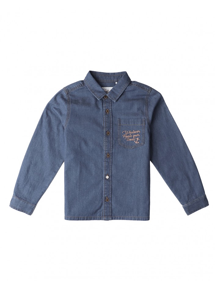 Boys' Embroidered Soft Denim Shirt