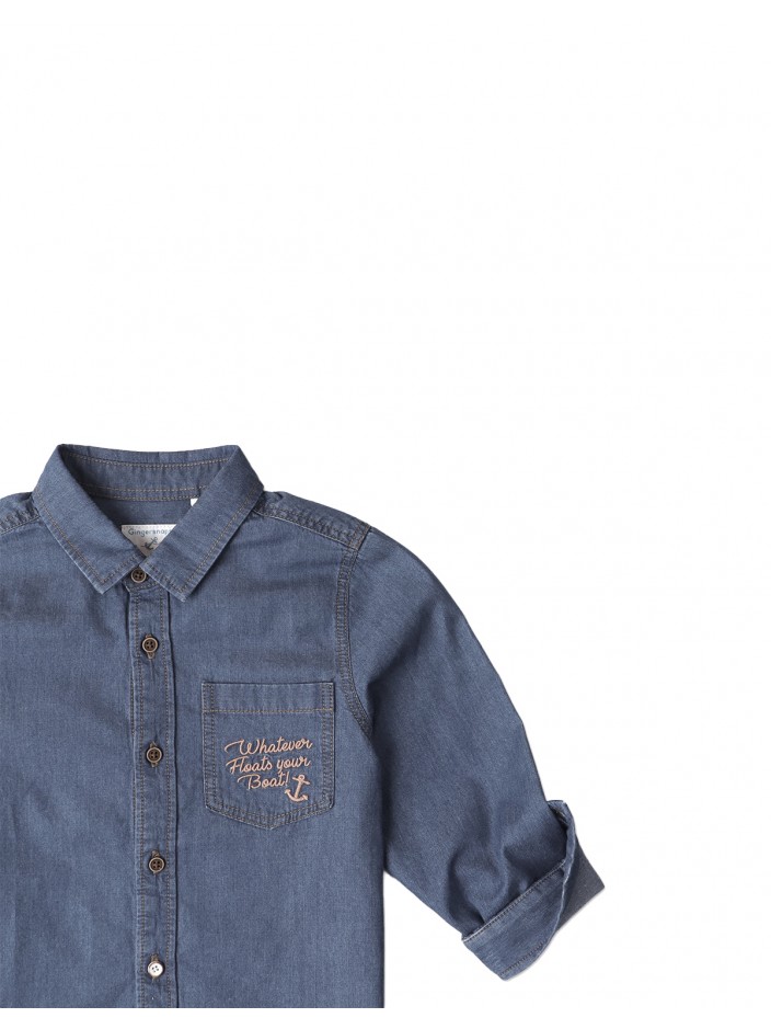 Boys' Embroidered Soft Denim Shirt