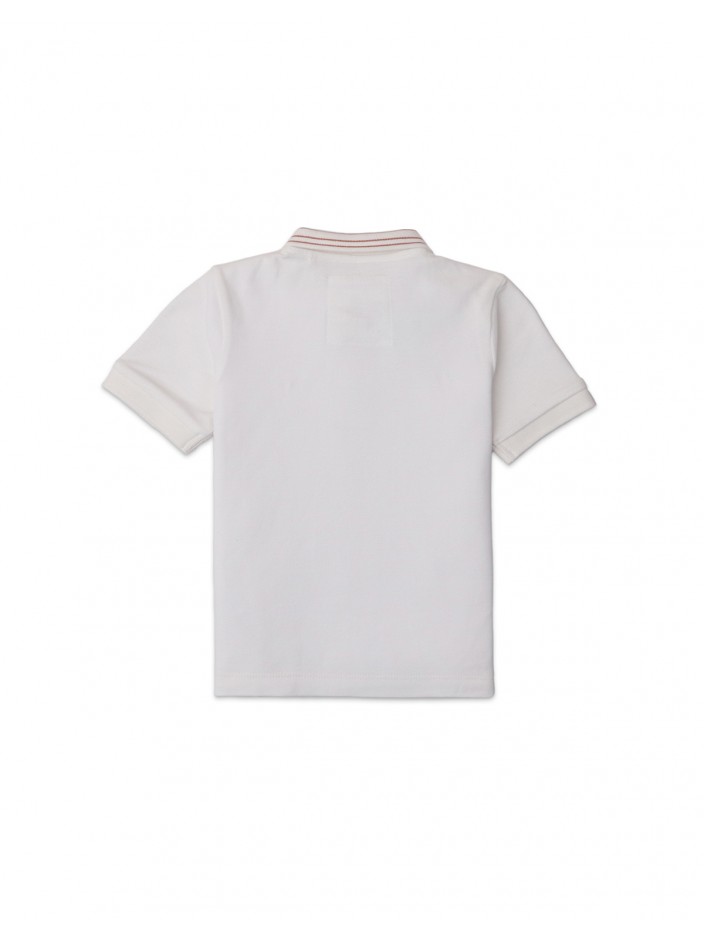 Boys' Polo with Stripe Flat Knit Collar