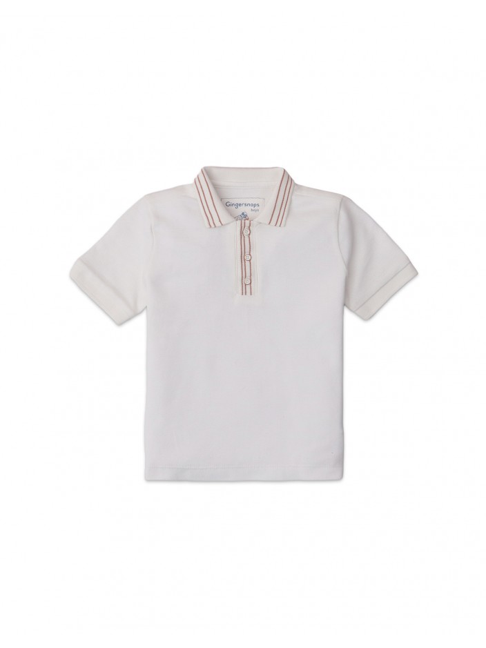 Boys' Polo with Stripe Flat Knit Collar