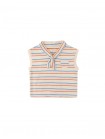 Baby Girls' Multicolor Stripey Collared Sleeveless Top with Pocket