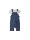 Baby Girls' Embroidered Scallop Jumpsuit with Inner Ribbed Tee