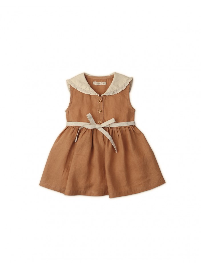 Baby Girls' Sailor Collar Dress with Belt