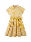 Baby Girls' Floral Print Waisted Dress with Collar and Sash