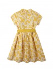 Baby Girls' Floral Print Waisted Dress with Collar and Sash