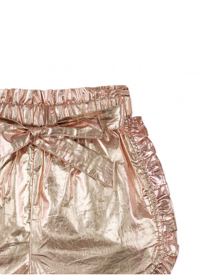 Baby Girls' Ruffle Trim Lame Shorts with Sash
