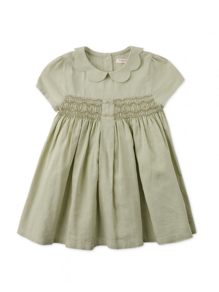 Baby Girls' Smocked Dress with Collar