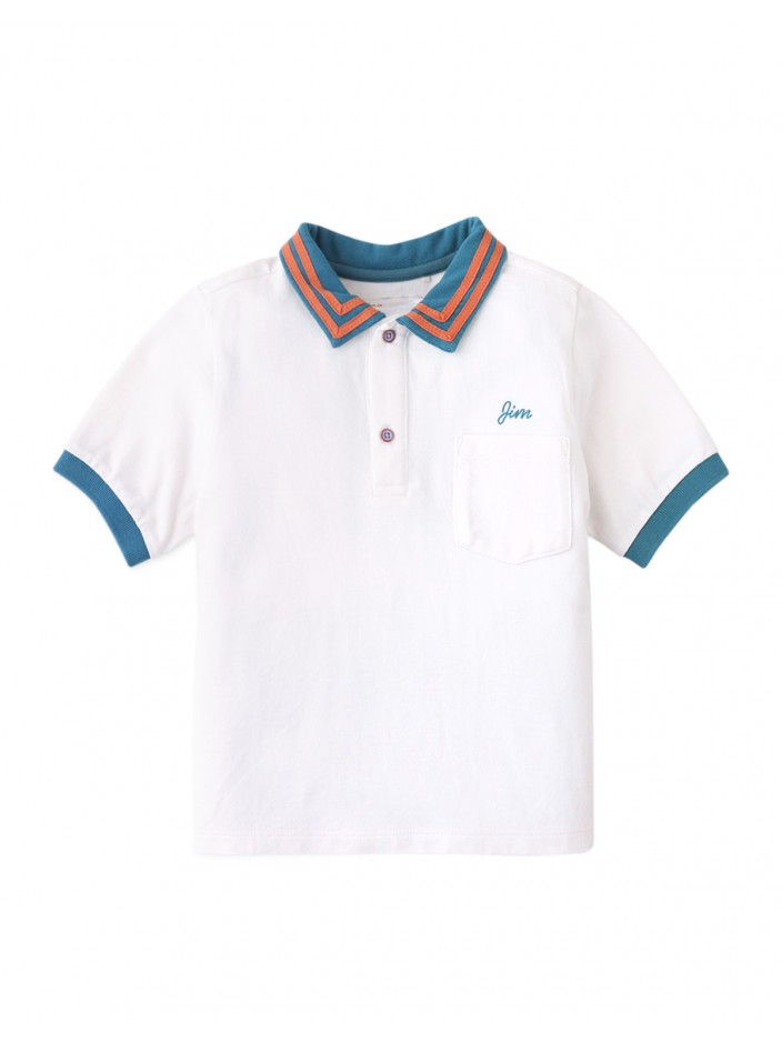 Gingersnaps Boys Polo Shirt with Stripey Cuffs & Collar