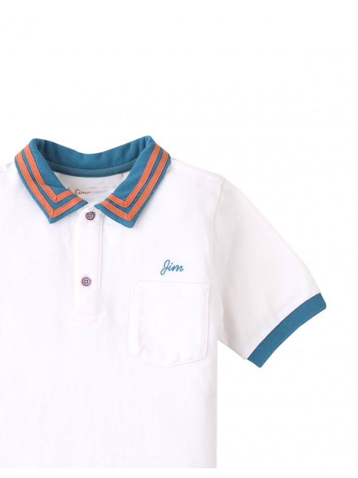 Gingersnaps Boys Polo Shirt with Stripey Cuffs & Collar