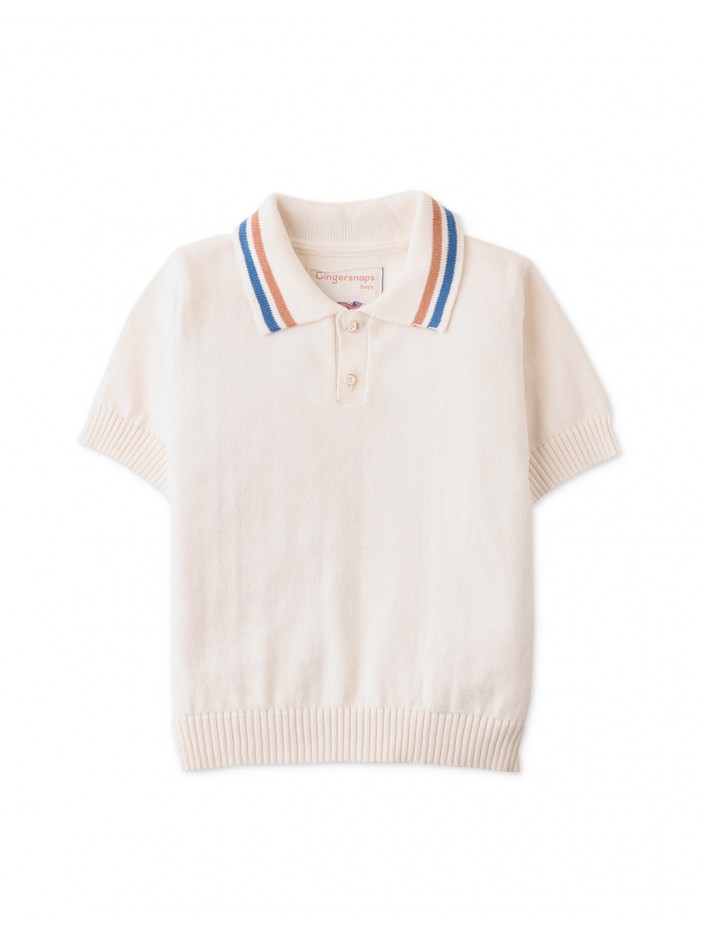 Gingersnaps Boys Sailor's Knitted Polo with Stripey Collar