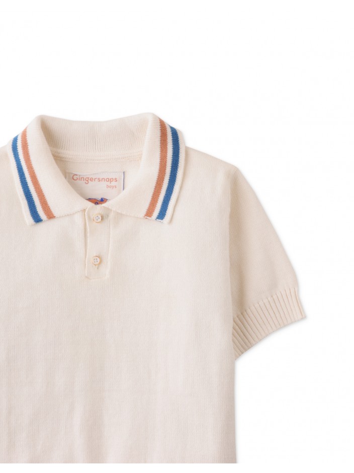 Gingersnaps Boys Sailor's Knitted Polo with Stripey Collar