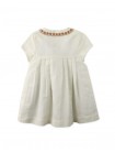 Baby Girls' Empire Cut Pleated Dress with Embroidered Collar