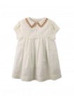 Baby Girls' Empire Cut Pleated Dress with Embroidered Collar